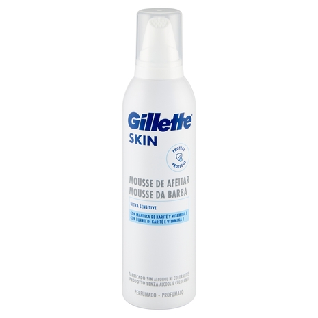 Gillette Mousse da Barba da Uomo Skin Ultra Sensitive con Burro di Karité e Vitamina E, 240 ml